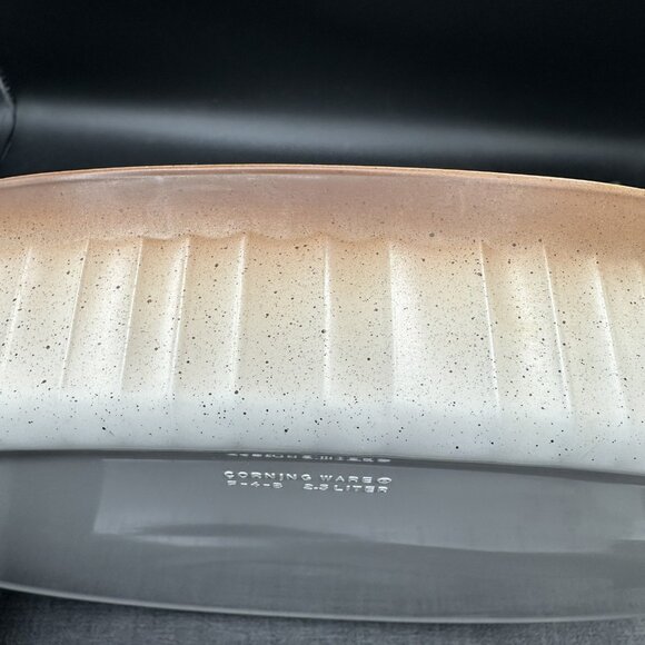 Vtg Corning Ware Oval Casserole F-4-B 2.5L French White Brown Ombre Ribbed - Picture 16 of 16